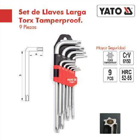 SET LLAVE TORX TAMPERPROOF 9PCS YATO - Yato (FRFH-000048)